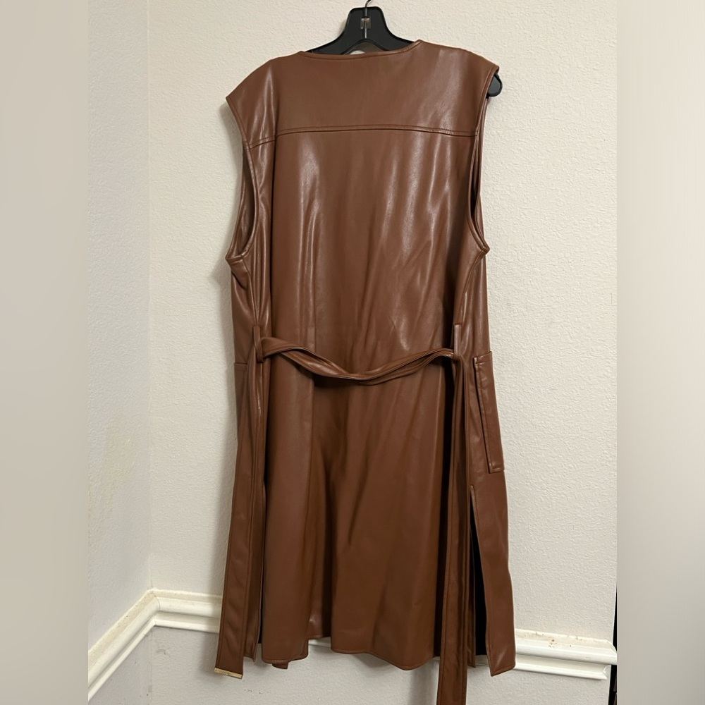 Marc New York Brown Faux Leather Sleeveless Trench Vest - Picture 9 of 9